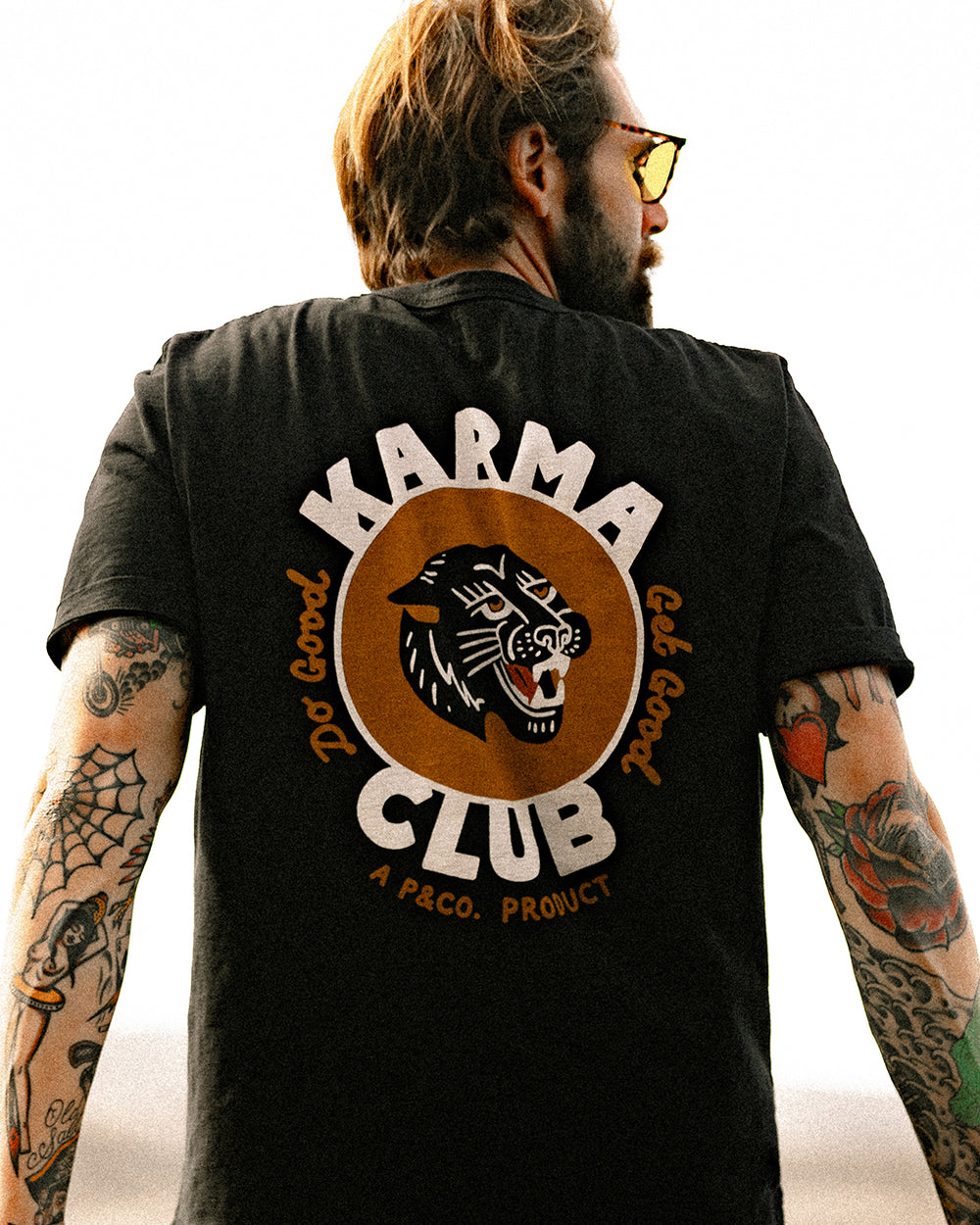T-Shirt Flammé Karma Club - Noir Délavé 